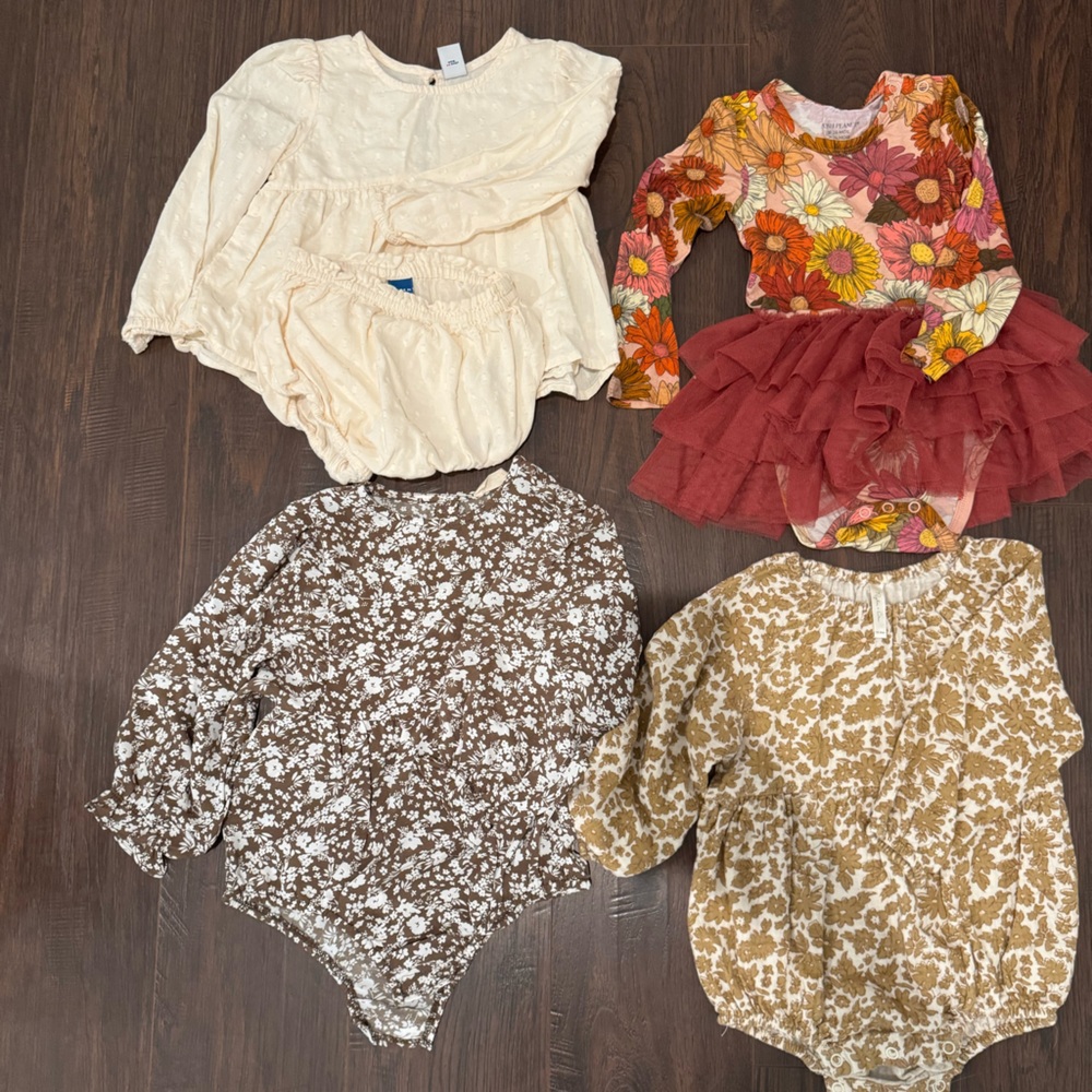 Fall festive 18-24 month girls bubble rompers four sold together